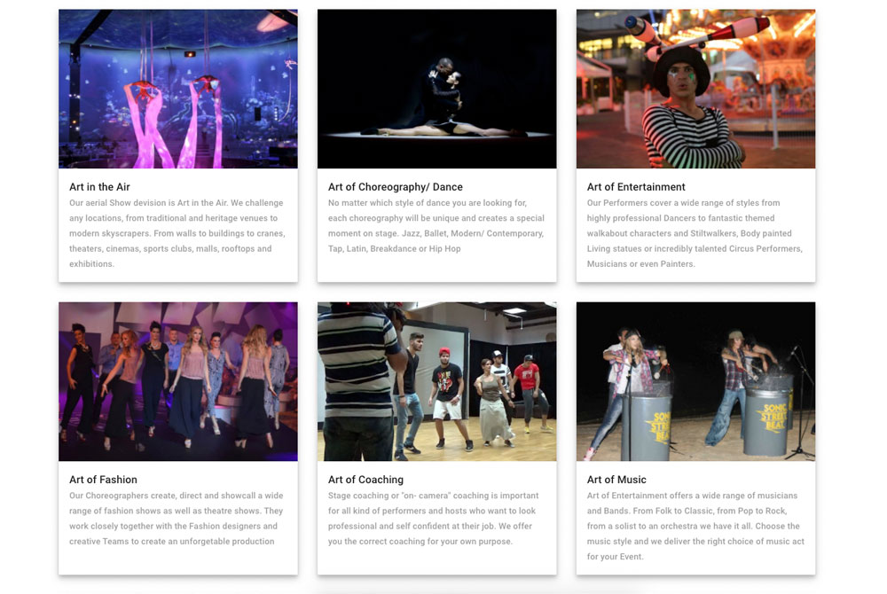 Art of Entertainment website screenshot