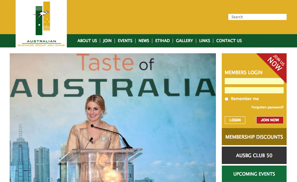 Australian Business Group Abu Dhabi website screenshot