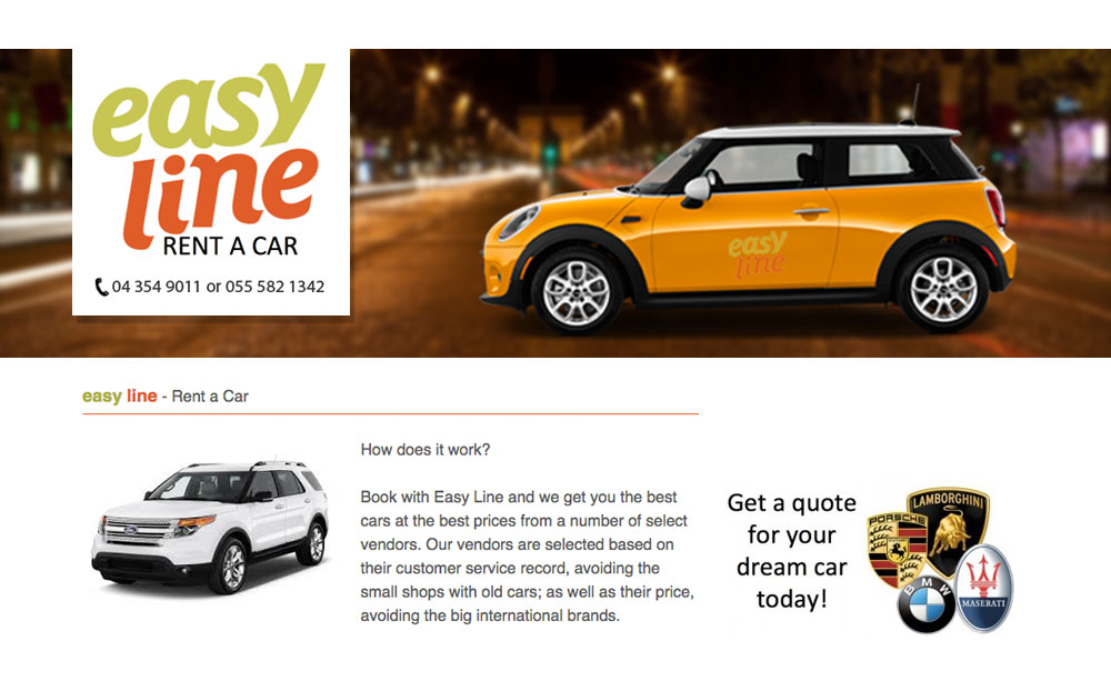 EasyLine Car Rental Dubai website screenshot