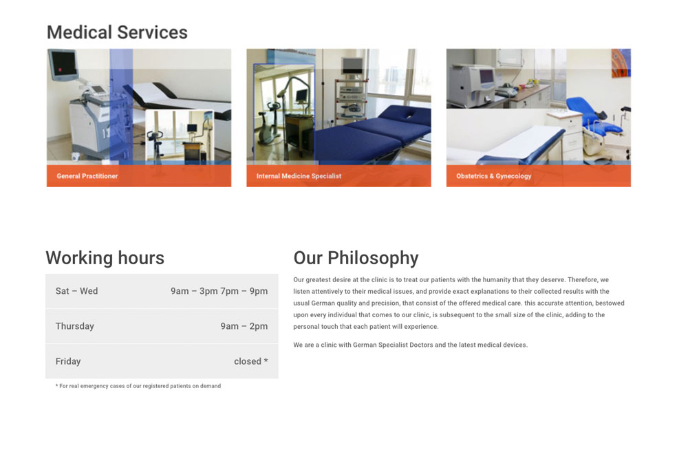 German Medical Clinic website screenshot